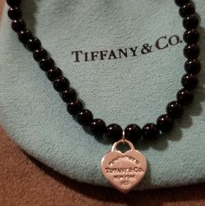 Tiffany & Co 925 silver and onyx bead bracelet